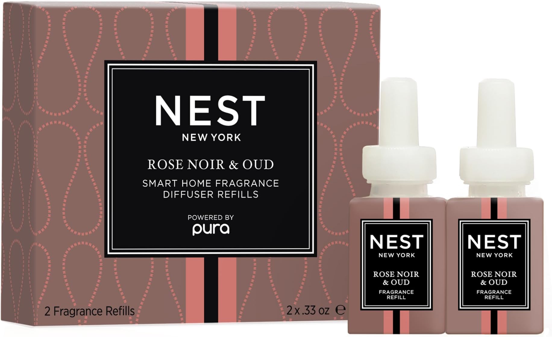 NEST New York Smart Home Fragrance Diffuser Refill Smart Vials, Rose Noir & Oud - Set of 2 - Designed for NEST x Pura 3 and NEST x Pura 4 Diffusers - Cruelty Free, Vegan