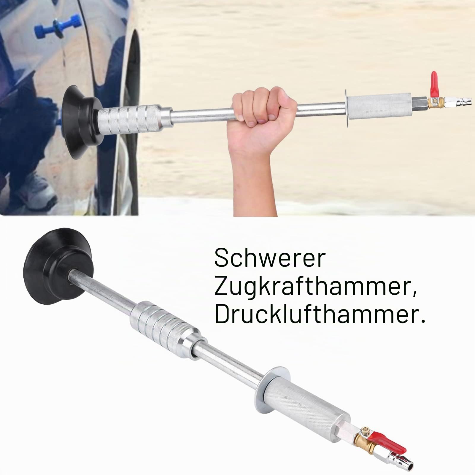 Pneumatischer Ziehhammer für Karosserie Dellenreparatur, Schwerer Hammer mit Saugnapf, Schiebewerkzeug