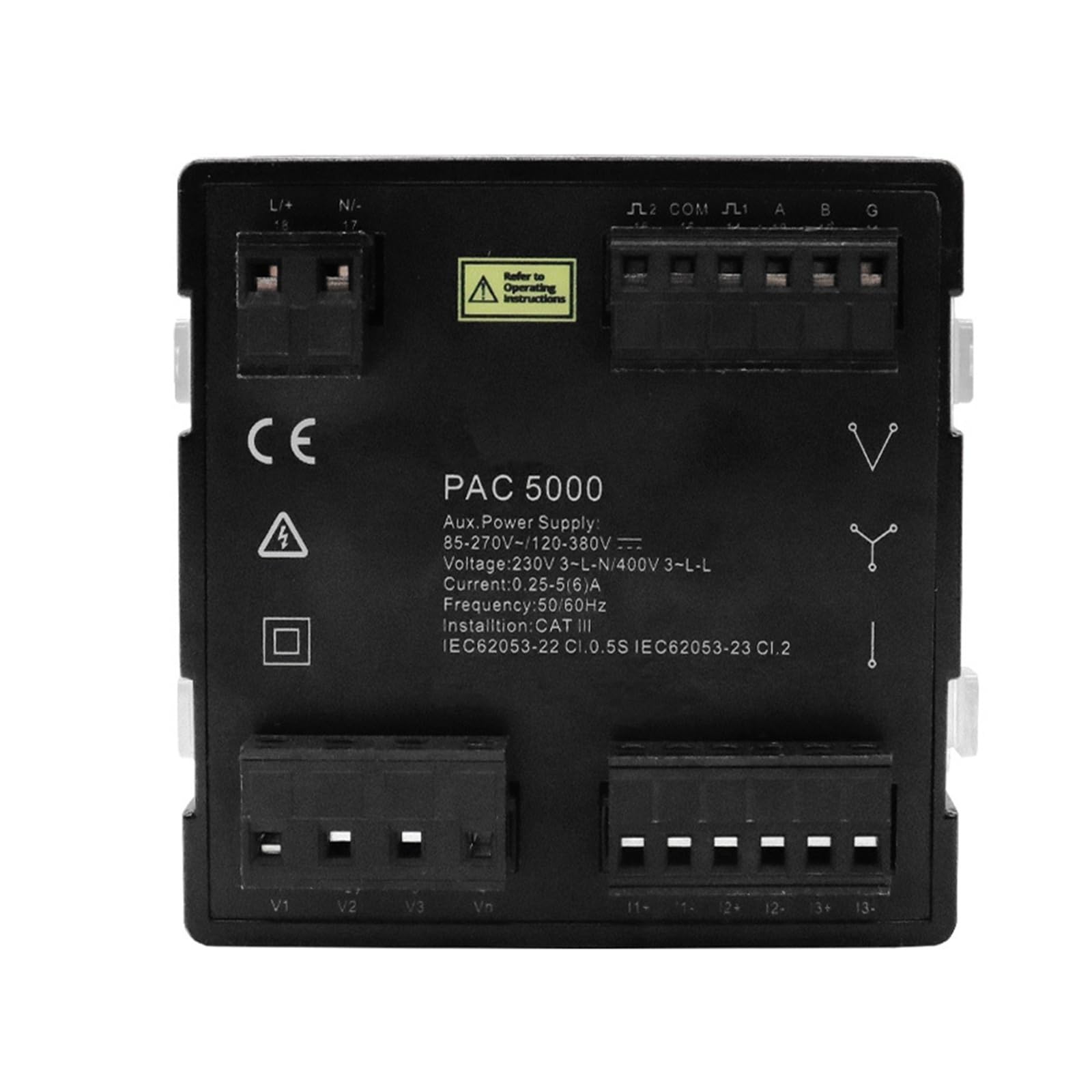Medidor de energía de panel de alimentación multifunción, velocidad múltiple, 96 * 96mm, RS485 con transformador de corriente, conexión 5A(Multiple ratePAC5010)