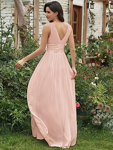 Image of Ever-Pretty Womens Bridesmaid Dress V-Neck Sleeveless A Line Chiffon Floor Length Formal Dress 09016