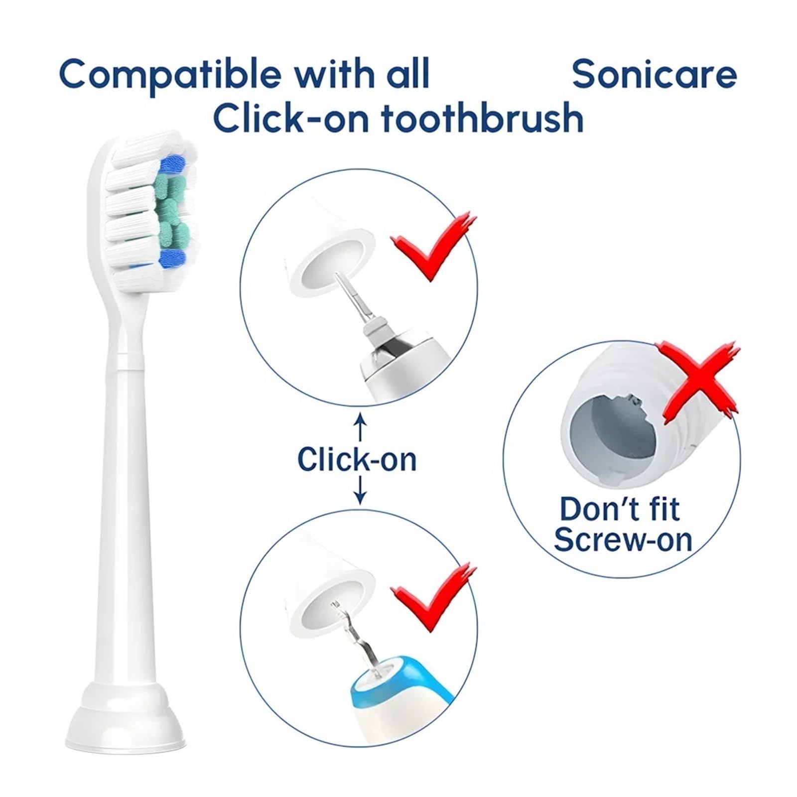Buerstenkoepfe, kompatibel mit Philips, 1100 2100 4100 4300 | 5100, 5300, 6100, 6500, 7000, 7300, 7500, 9000, 9300, 9500, 9700, 9750(White-20 Pcs)