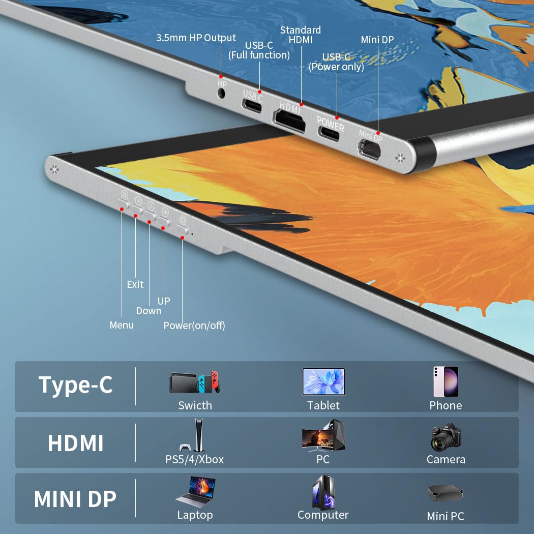 Portable Monitor Touchscreen 15,6 Zoll, IPS 1080P Mobile Monitor mit MPP-Stift im Lieferumfang,100% sRGB,Integrierter Standfuß, USB-C/HDMI Tragbarerr Monitor für Laptop, PC, Mac, Surface
