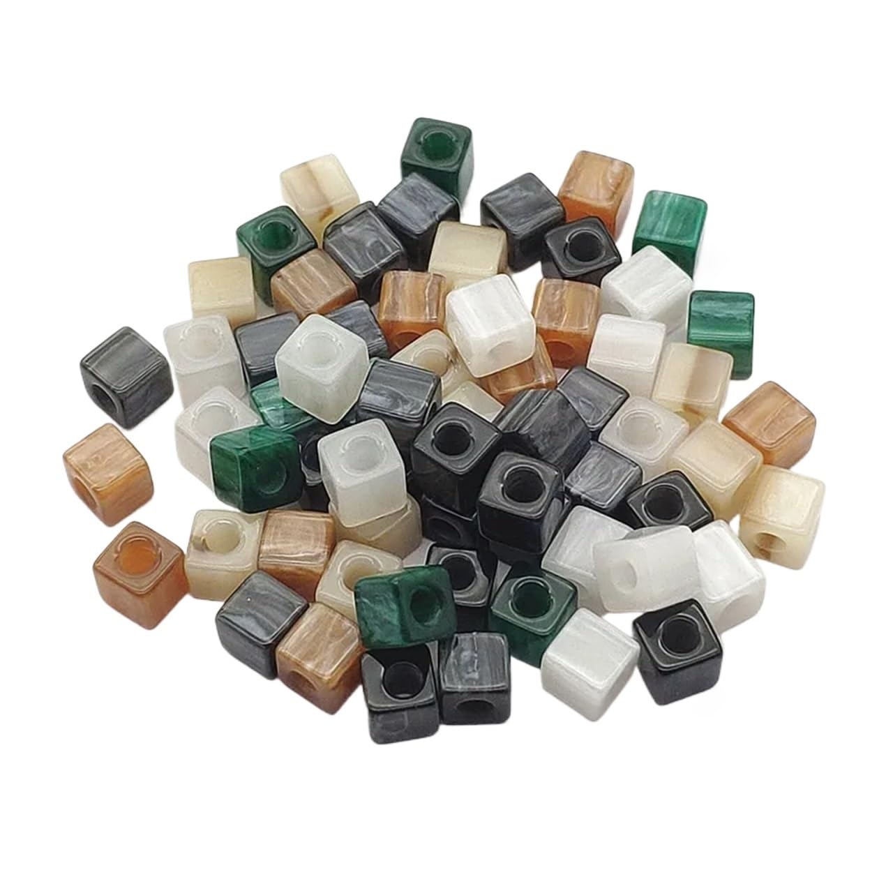 8mm 500 sztuk koraliki z żywicy w kształcie kostki do ręcznie robionej świątecznej bransoletki/naszyjnik/kolczyki DIY części. Elementy jubilerskie(Random mix)
