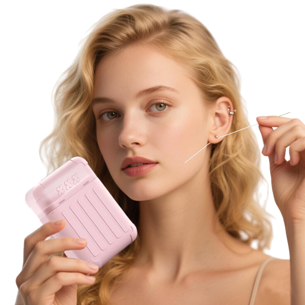 Piercing Cleaning,Earring Hole Cleaner,Ear Piercing Aftercare Cleaner Kit with 240pcs Disposable Ear Piercing Cleaning Floss & 15ml Cleaning Solution for Women Men - Image 2