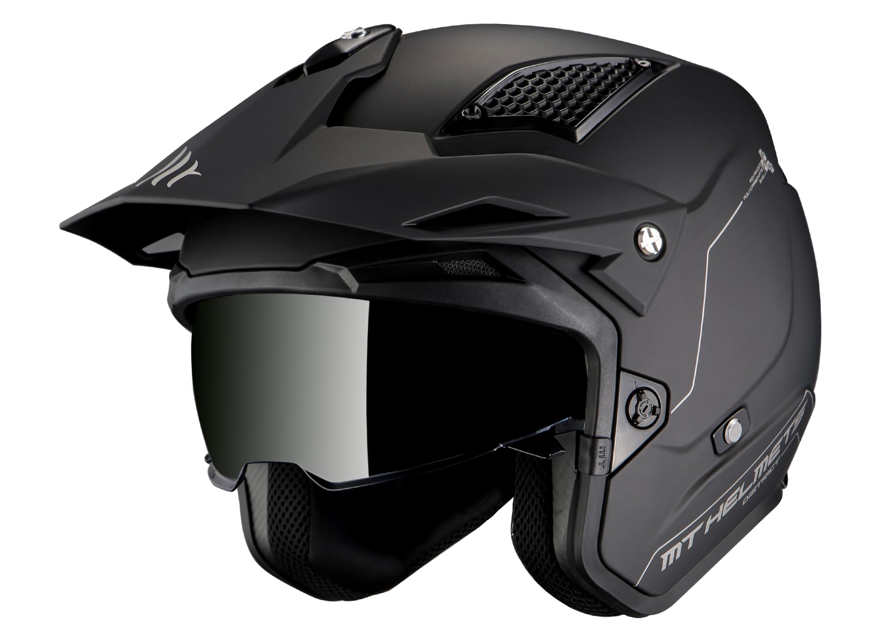 MT Helmets District SV S Casco Moto Trial Urbano Visor Solar Retráctil Interior Lavable Homologado ECE 22.06 DOT