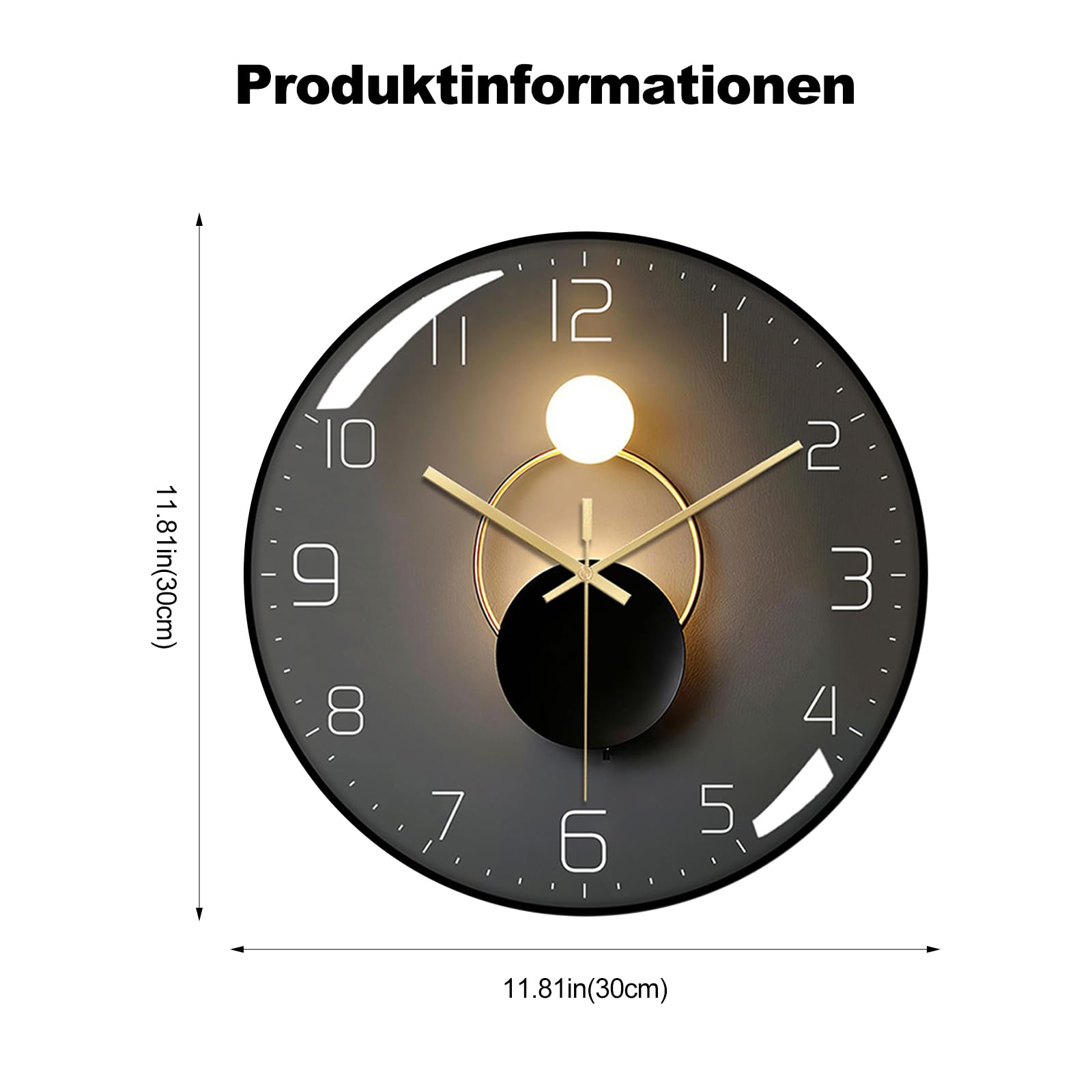 ErgoCar Stille, moderne Art-Deco-Uhr aus Metall für Büro, Schlafzimmer, Arbeits- und Wohnzimmer