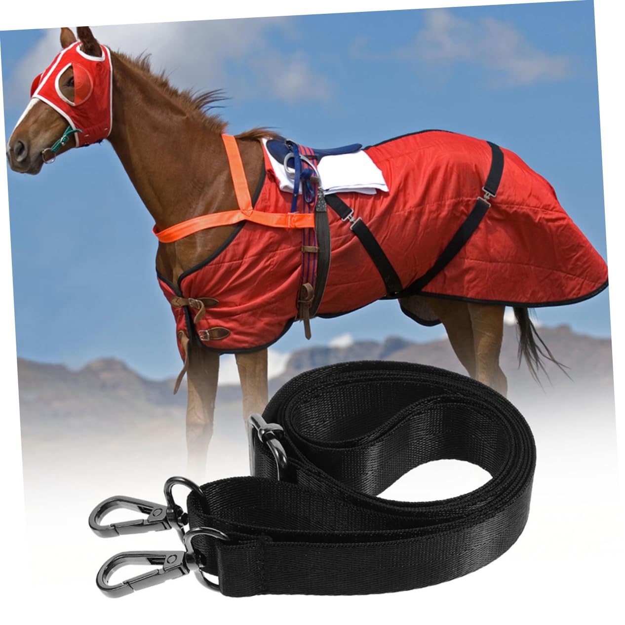 Toddmomy 2pcs Nylon Horse Blanket Leg Straps, Adjustable Blanket Sheet Tail Straps for Fixing Accessory Snaps and Loop End Black - Image 3