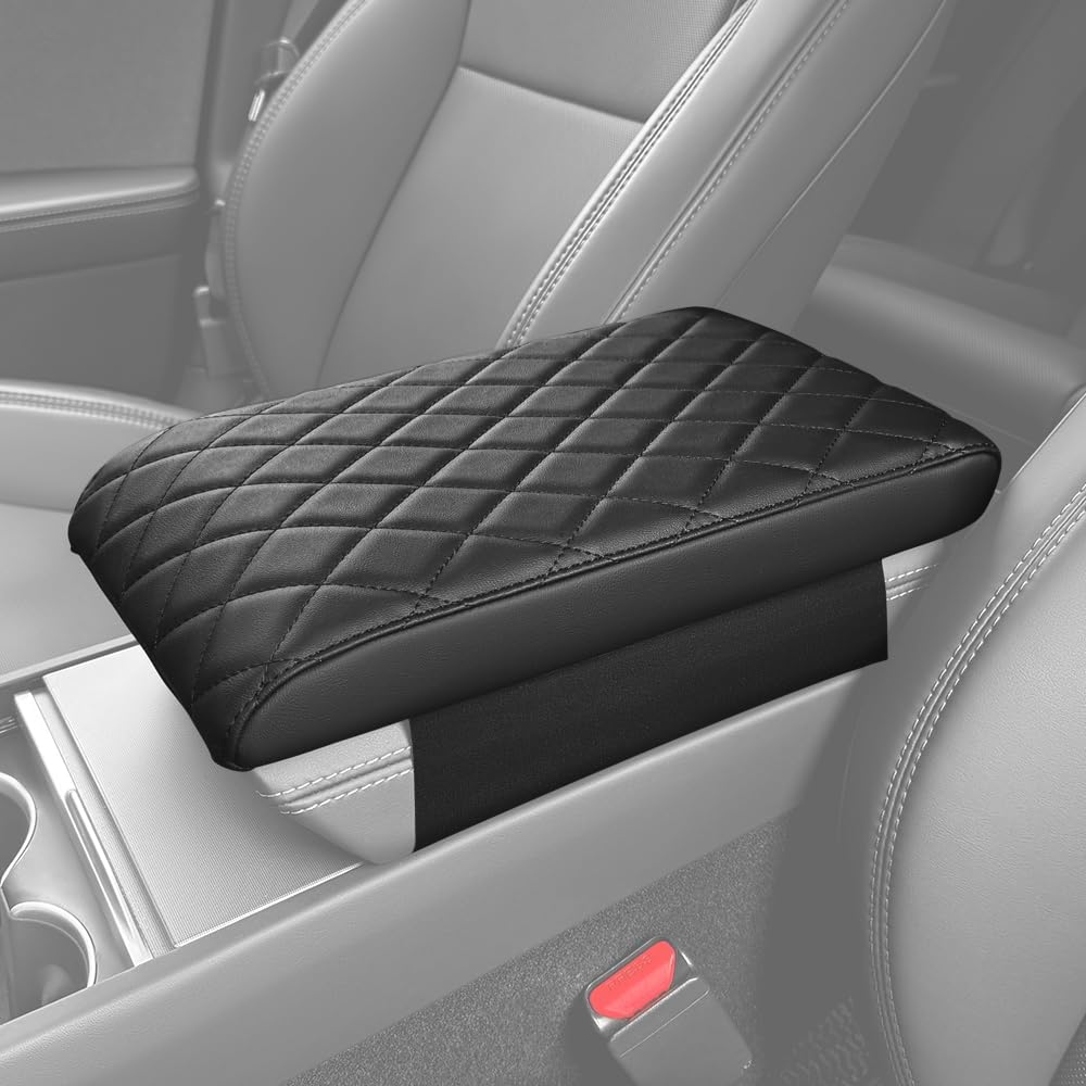 Model 3 Center Console Cover/Pad Fit 2017 2018 2019 2020 2021 2022 2023,Faux Leather Tesla Model 3 Armrest Mat,Ergonomic Support Cushion,Console Protector,Waterproof Wear-Resistant Scratch-Resistant