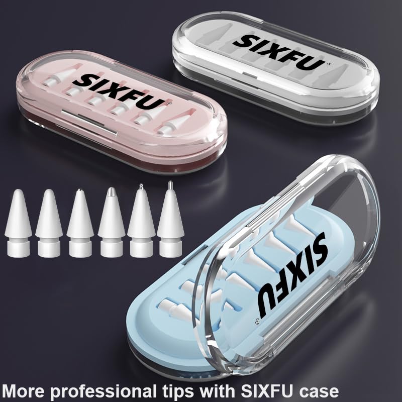 Image of Nib Tips for Apple Pencil Tips, Apple Pencil Pro Tips Set, Professional Sturdy Apple Pen Tips Replacement with Blue Case Accessories Compatible with iPad Pencil 2 /1 USB C Tips(6 PCS)