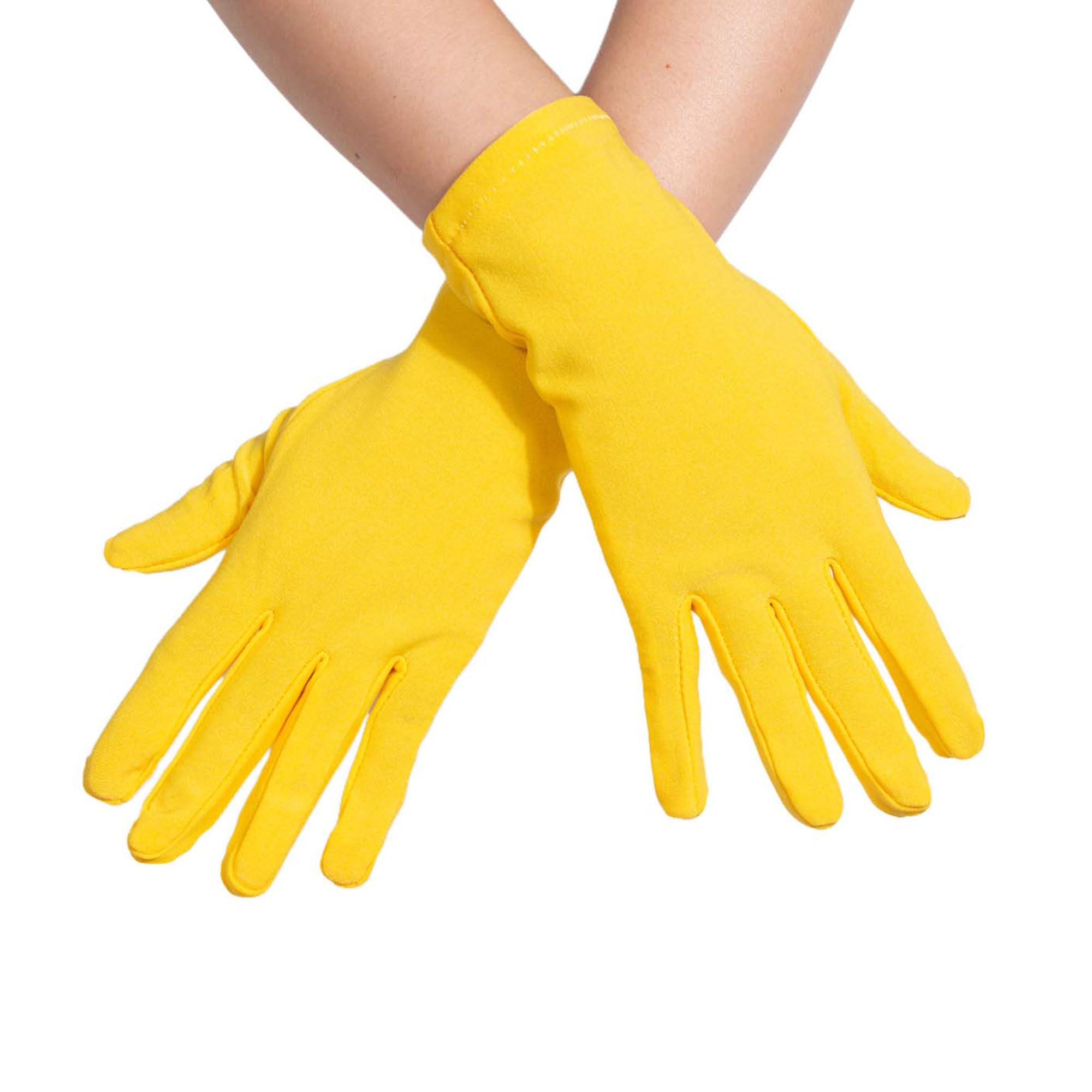 ALVOGIMOR Gloves for Men and Women Wrist Length Spandex Stretch Gloves Wedding Party Christmas Costume Party Dance, yellow, One Size