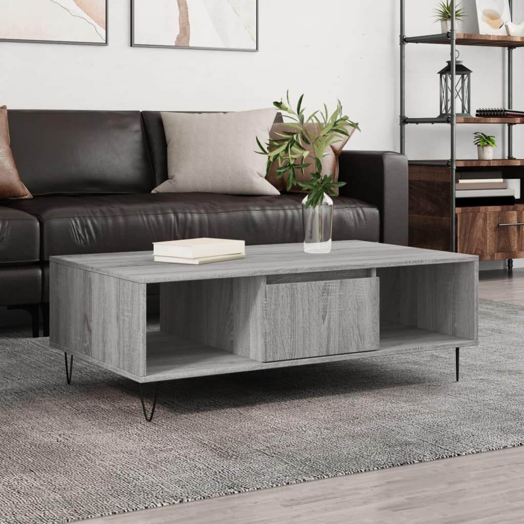 Festnight Coffee Table Grey Sonoma 104x60x35 cm Engineered Wood, Living Room Tables, Living Room Coffee Table, Tea Tables Living Room, Tea Table, The Coffee Table, Coffee Tables