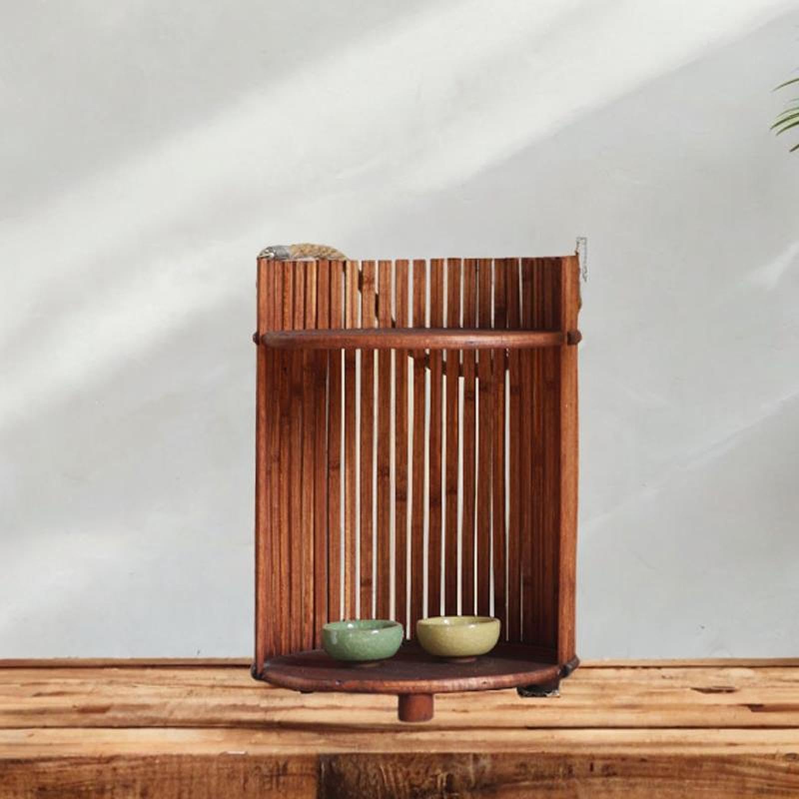 Organizador de madera de bambú para almacenamiento de té, multifuncional, soporte de pie para sala de té, sala de estar, oficina