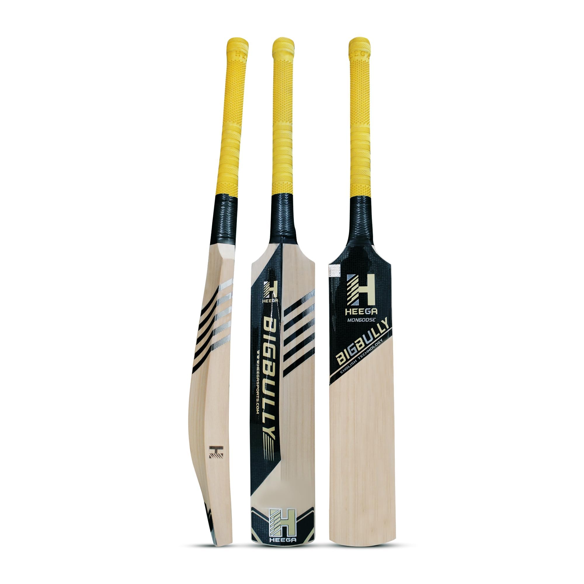 Heega Bigbully Mongoose Kashmir Willow Cricket Bat | | Free Bat Cover | Well Balanced | Short Blade Longer Handle (Harrow 32.75 in)