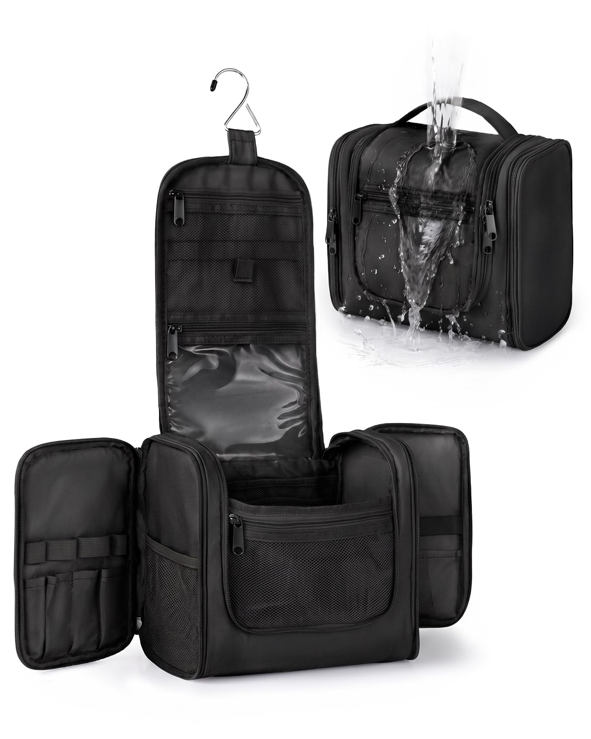 Medium Black Hanging Travel Toiletry Bag