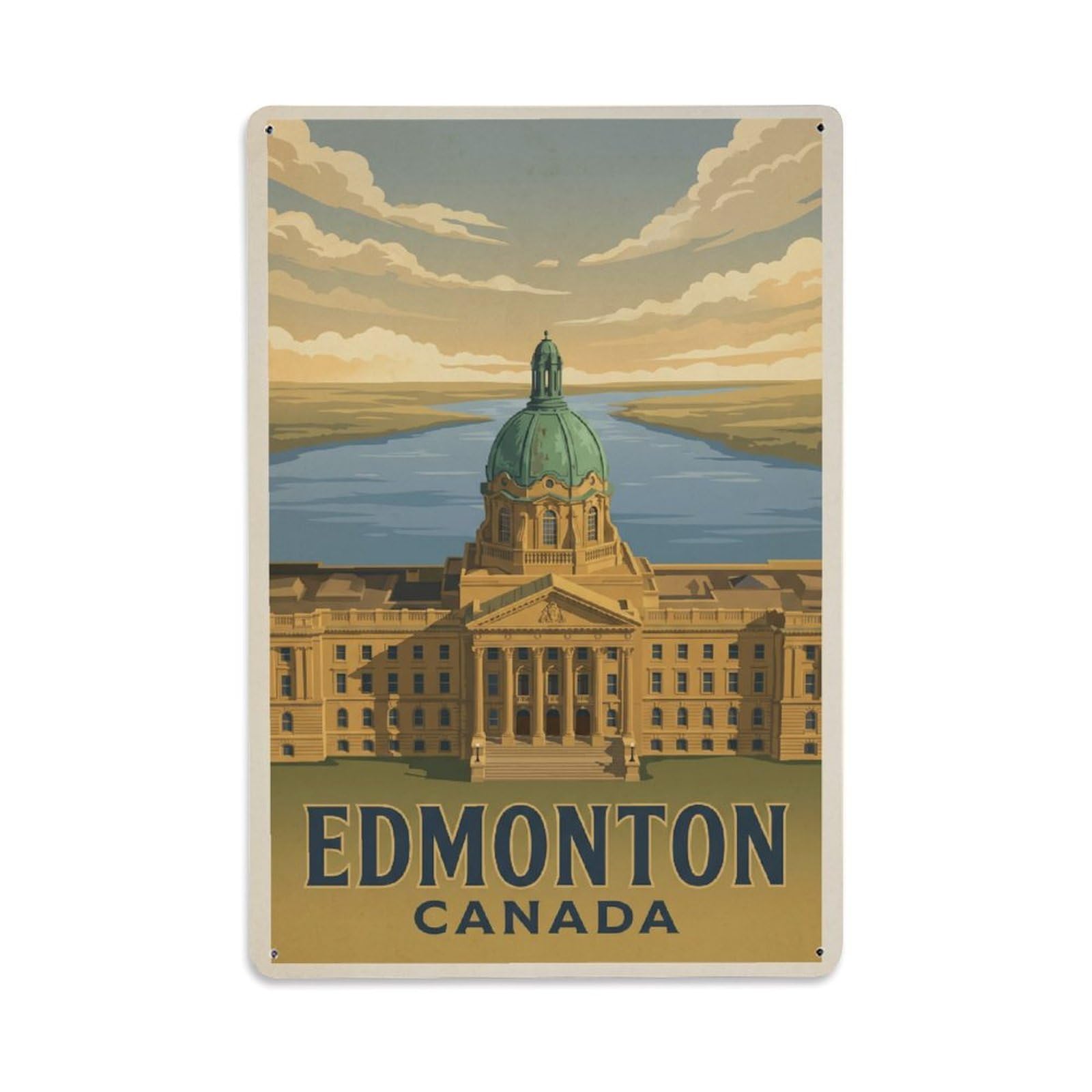 Xanthor Style Travel Canada Edmonton Retro Metal Tin Sign