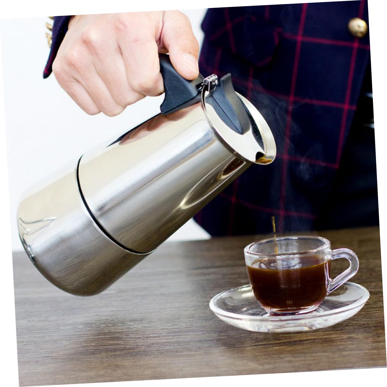 GRIRIW Stainless Steel Coffee Pot Espresso Coffee Concentrated Coffee Espresso Maker Espresso Machine Espresso Ground Coffe Maker Stainless Kettle Stovetop Coffee Makers for Home Silver