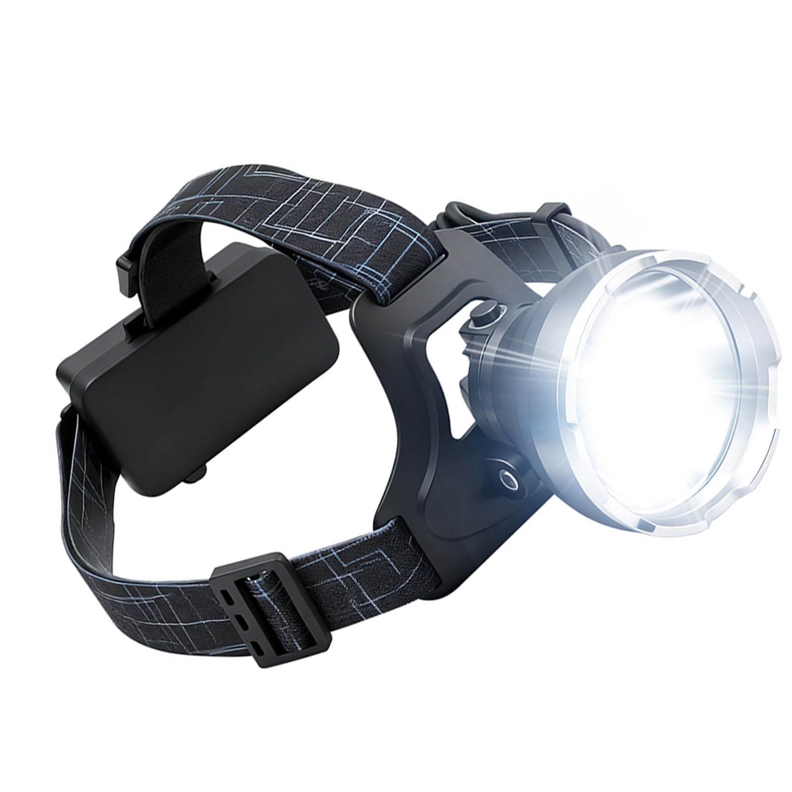 Lampada frontale a LED regolabile per la notte, con batteria | Torcia elettrica luminosa ricaricabile USB, leggera e resistente, per pesca e campeggio