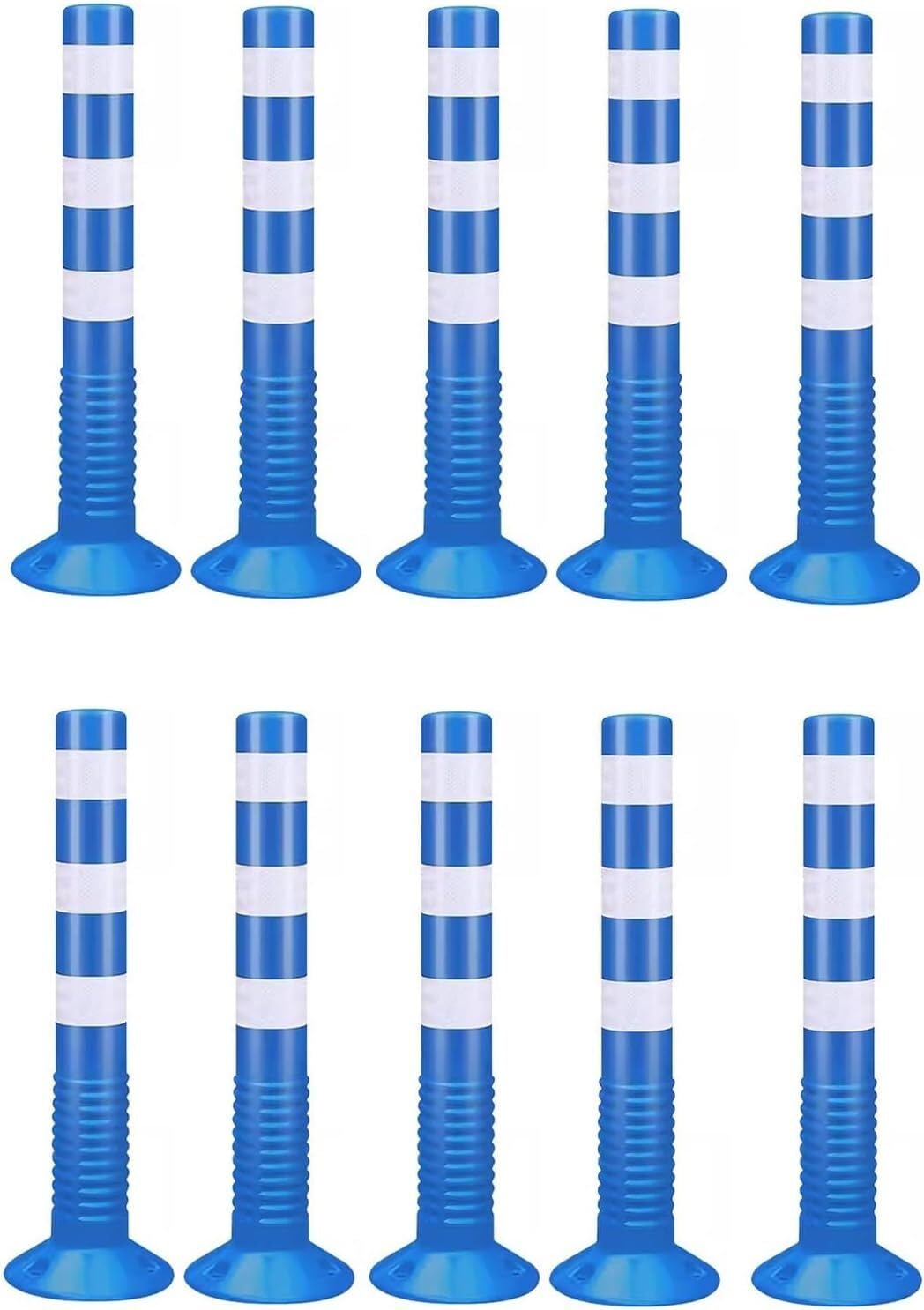 GHHVFEC Soft Rubber Traffic Ber Fixed Parking Bollard Reflective Cones Blue Safety Posts Roadblock Outdoor Warning Signage Effective Crowd Control