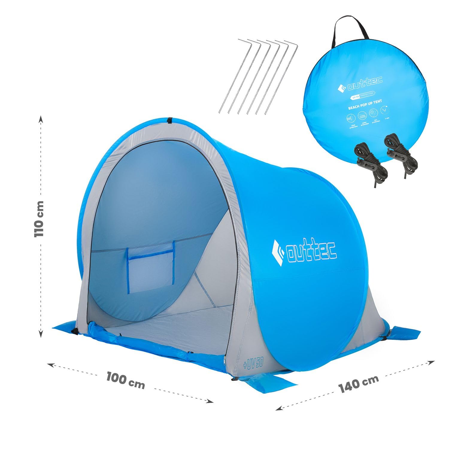Tenda Pieghevole - Tenda da Spiaggia pop-up con Sacche di Sabbia - Tenda da Giardino Facile da Trasportare con Protezione UV 50 - Protezione dal Vento per Bambini e Adulti - Protezione Solare