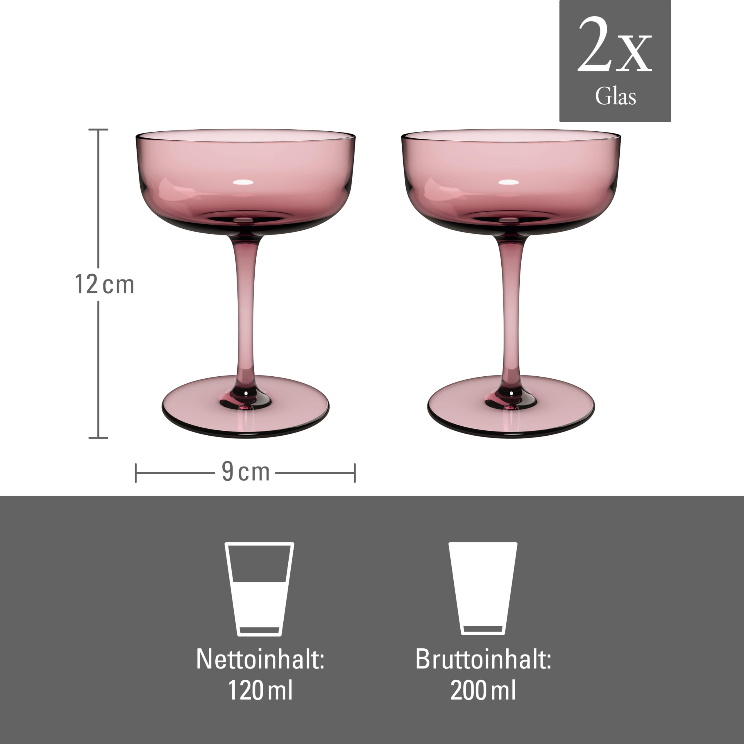 Villeroy & Boch – Like Sage szampanka/pucharek zestaw 2-cz., szkło w kolorze winogronowym, pojemność 100 ml