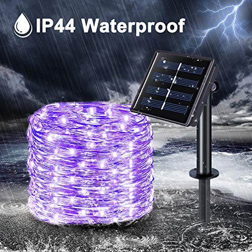 JMEXSUSS Purple Halloween String Lights, Solar String Lights Outdoor Waterproof, 2 Pack 32.8ft 100 LED Solar Fairy Lights, 8 Modes Solar Powered Copper Wire Fairy Lights for Halloween Decorations