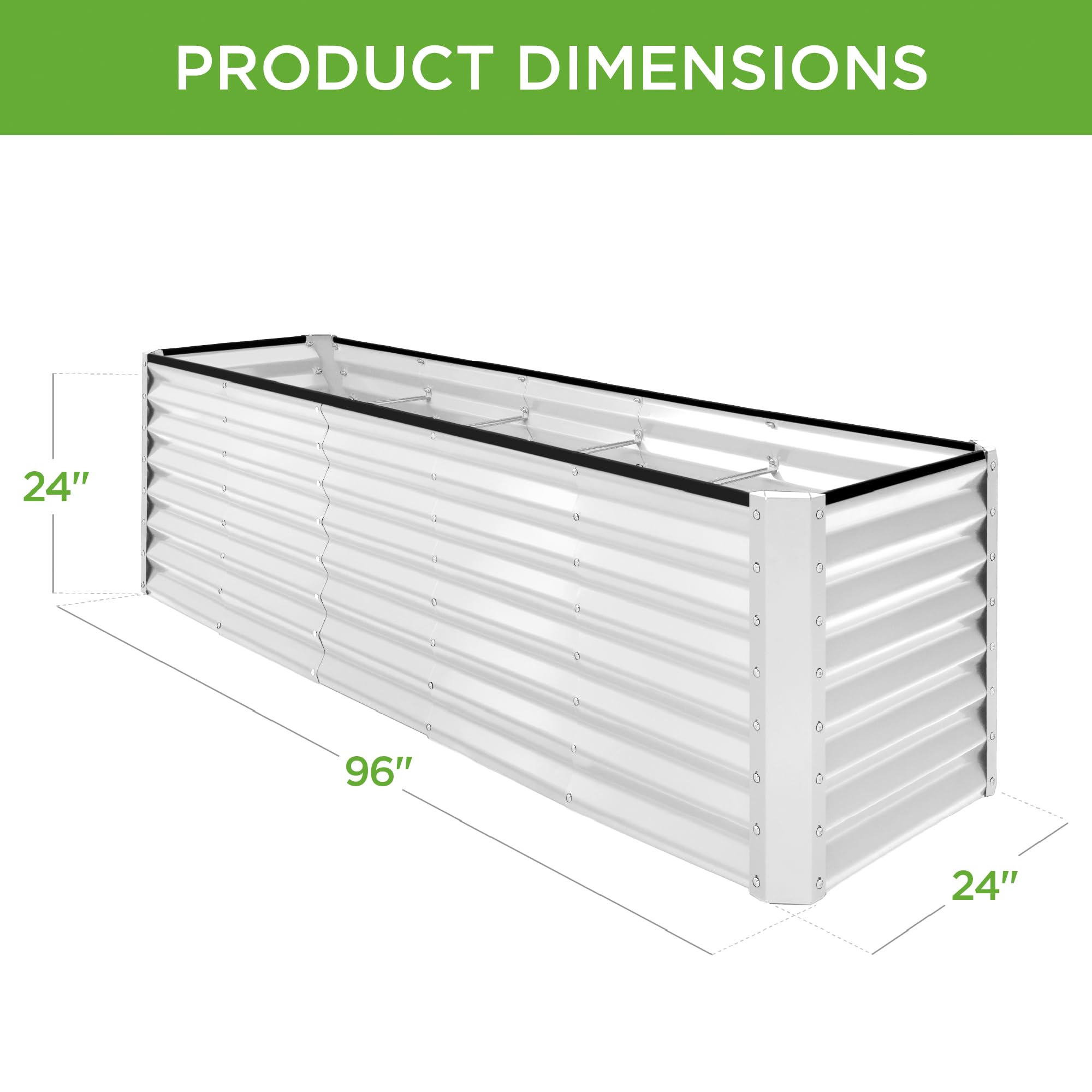 Best Choice Products 8x2x2ft Raised Outdoor Metal Garden Bed, Rectangular Planter Box for Herbs, Flowers, and Deep Root Vegetables w/ 240 Gallon Capacity - White
