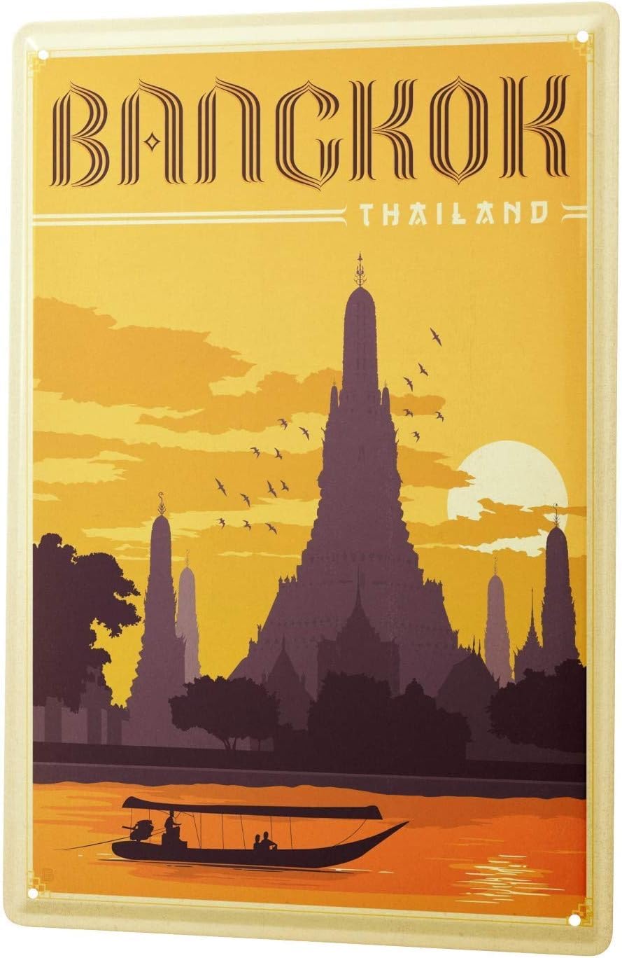 Metal Tin Sign 8X12 Inches Tin Sign Retro Wall Art Metropole Bangkok Thailand Metal Plate