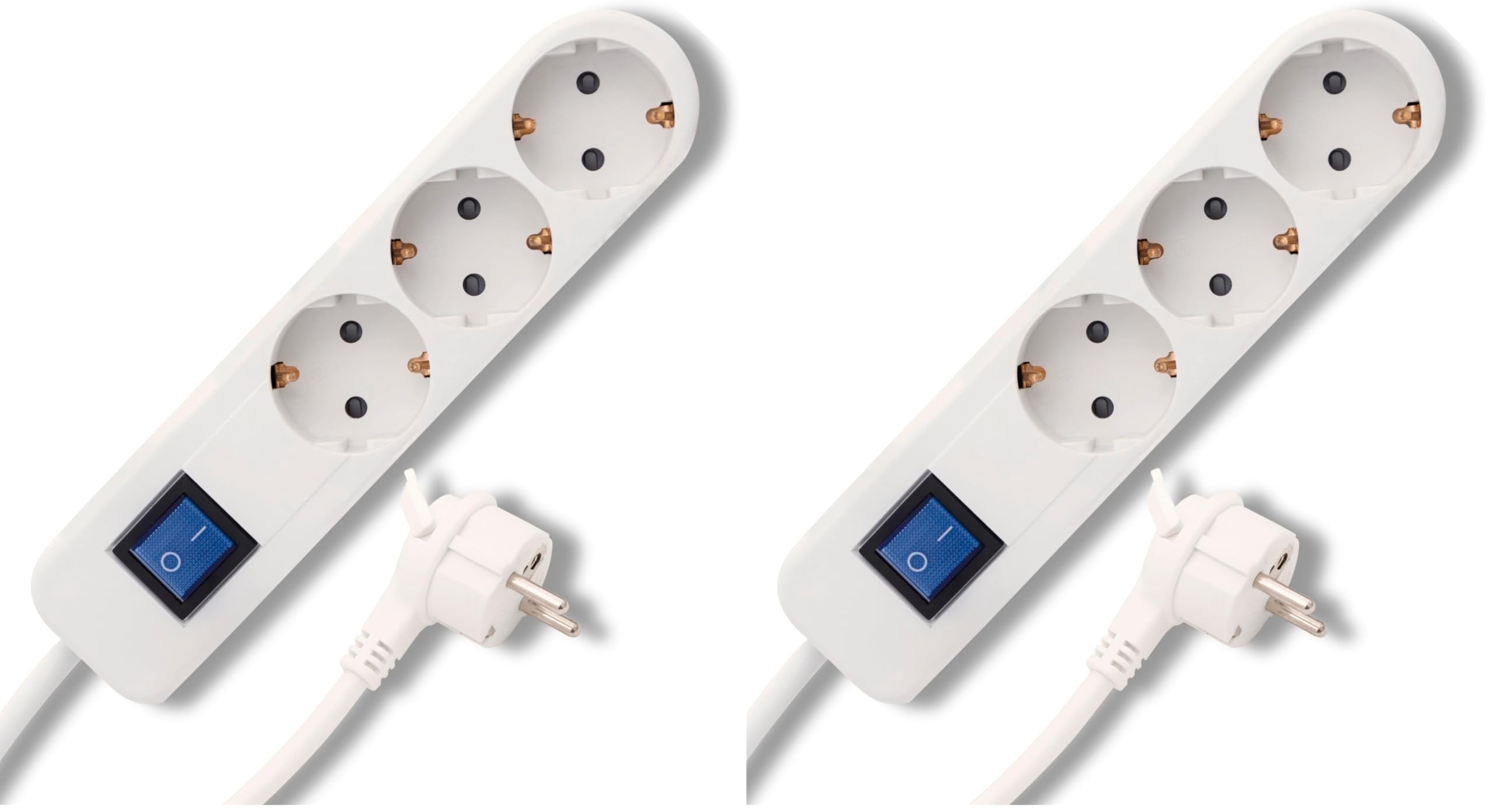 REV Ice Steckdosenleiste, 3-Fach Steckdose, Mehrfachsteckdose 3fach, 1,4m, max. 3500W, Weiss (Packung mit 2)