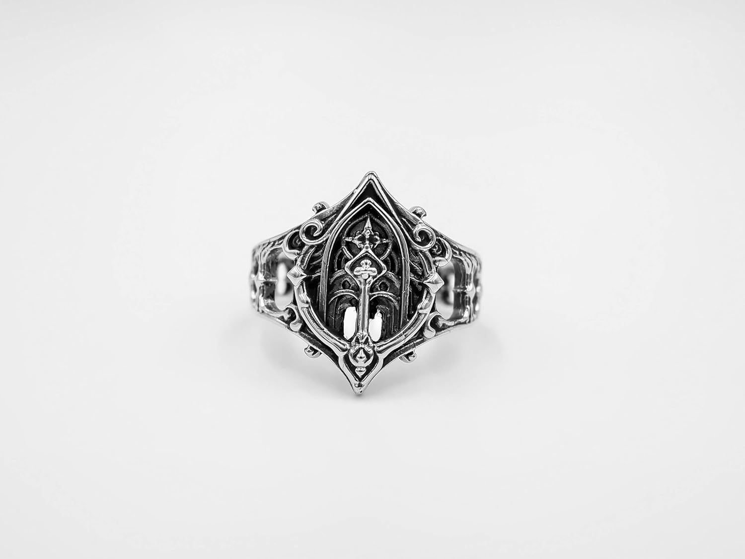 Cathedral Gothic Ring Architectural Design Jewelry for Men and Women 925 Sterling Silver R-782