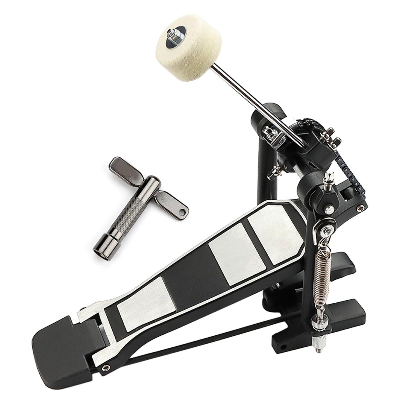 Pédale de grosse caisse à double chaîne - Pédale de percussion réglable pour batteur débutant