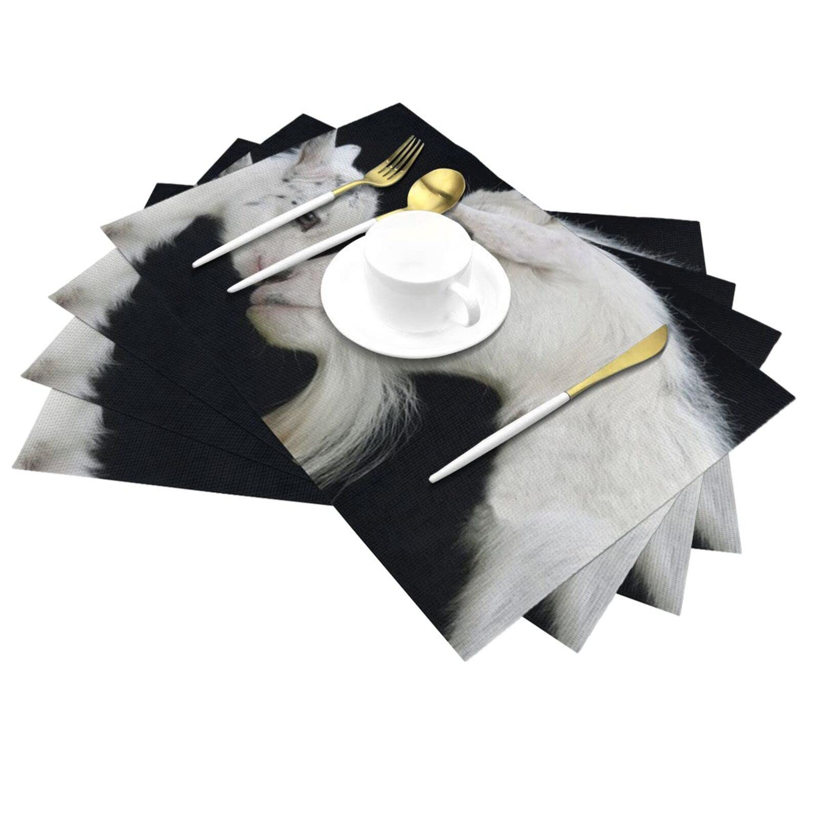 Lot de 6 sets de table tissés en vinyle isolé Motif bébé de chèvre avec mère 30,5 x 45,7 cm