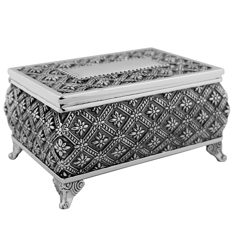 VILLAGE GIFT IMPORTERS Las Arras Matrimoniales | Fichas de boda | Monedas de la unidad | Hermosa caja decorativa en tono plateado | Tradicional boda católica española | Incluye 13 monedas plateadas (tamaño grande)