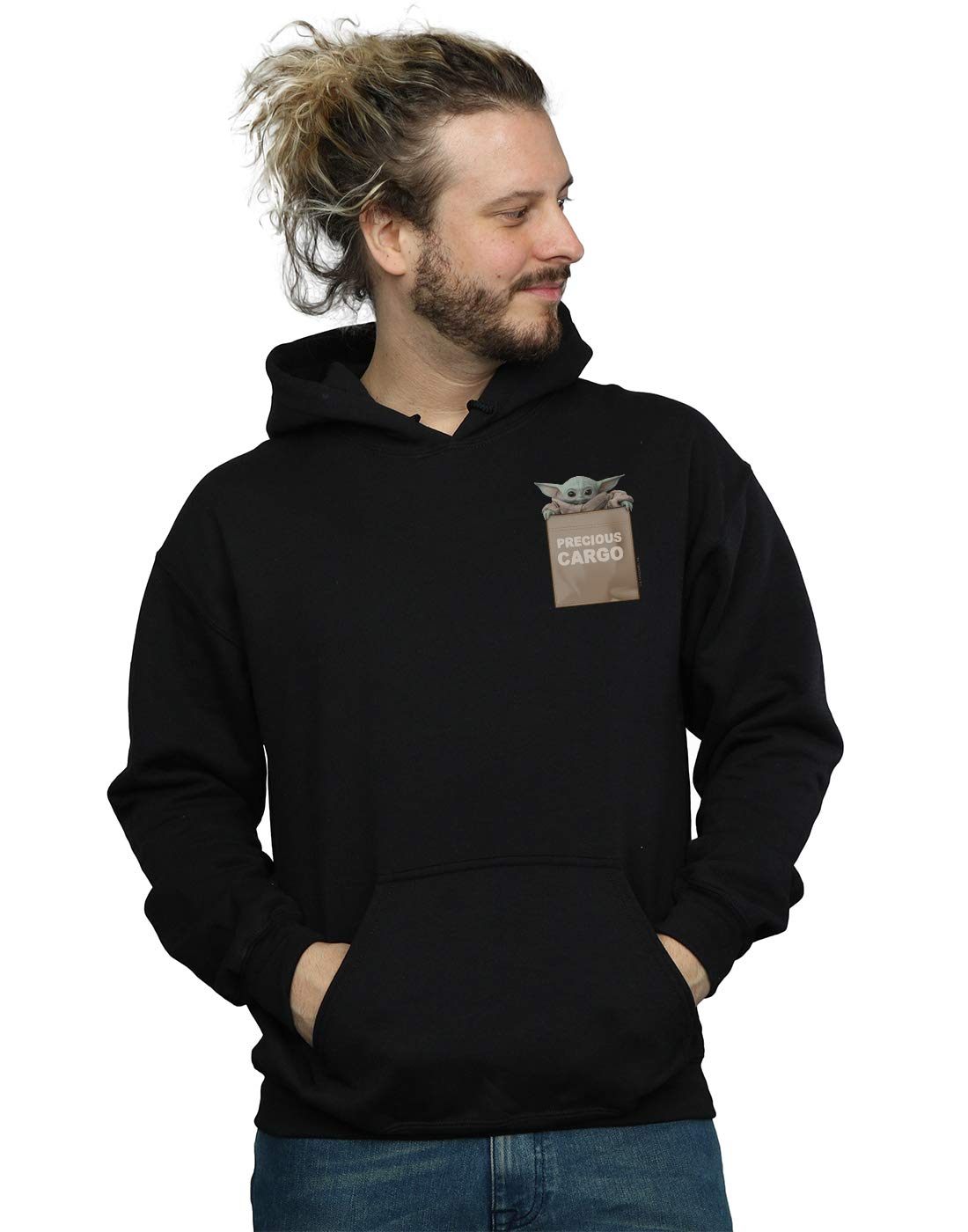 Star Wars Men's The Mandalorian Precious Cargo Faux Pocket Hoodie Black XXXXX-Large