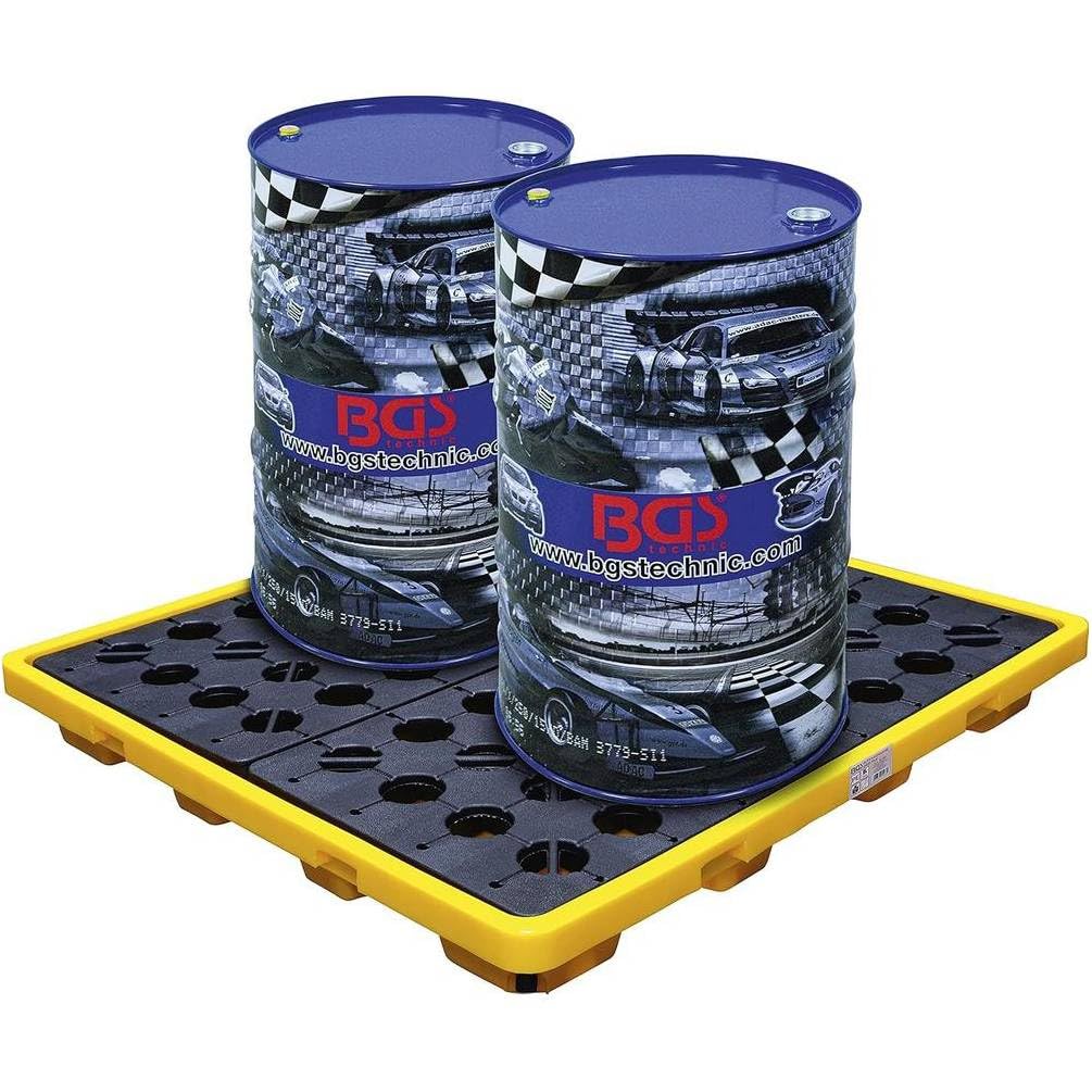 D-Work - Bandeja de recogida de aceite con rejilla, capacidad de 4 barriles de 200 l, acero resistente, seguridad y limpieza