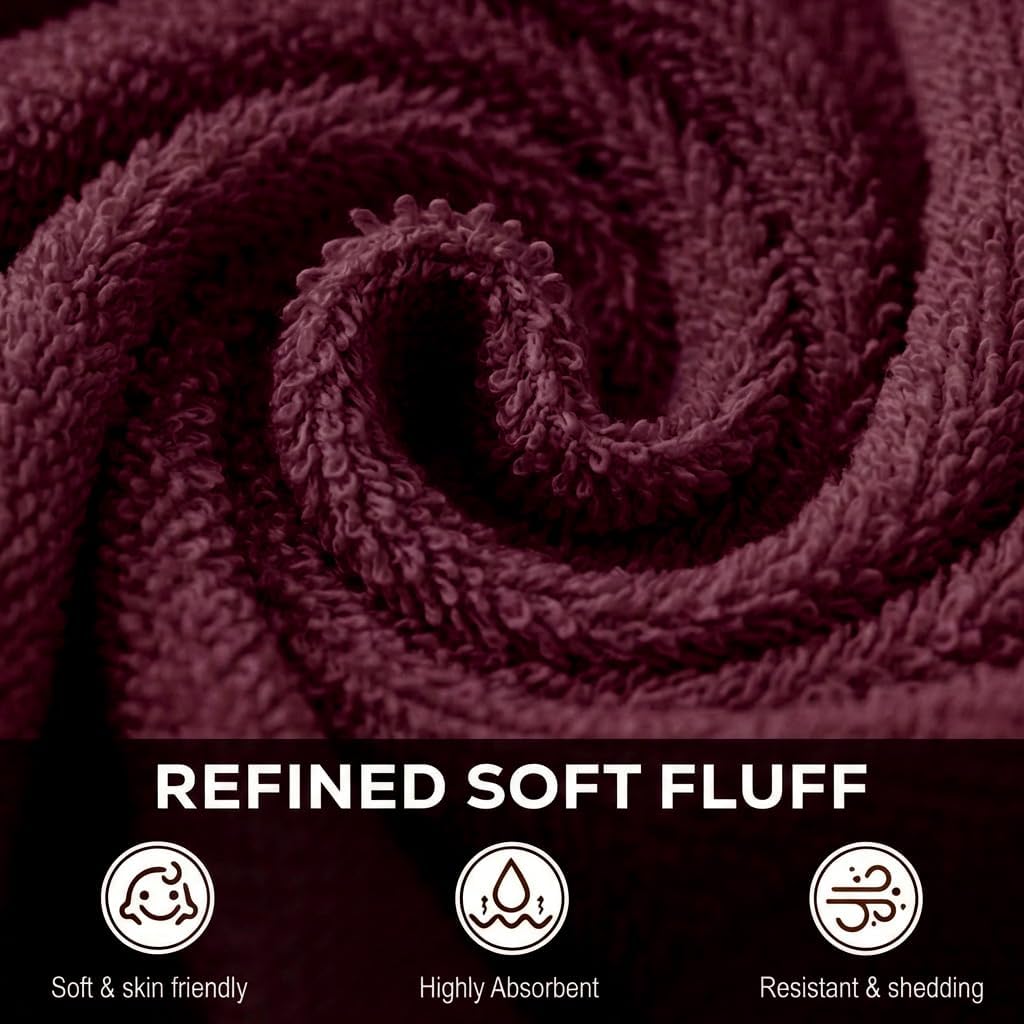  24 Pack Washcloths, 12x12 in, 100% Cotton, Burgundy | Premium 100% Ring Spun Cotton Face Cloths Absorbent, Fast Drying Soft Feel Fingertip  for Daily Use thumbnail