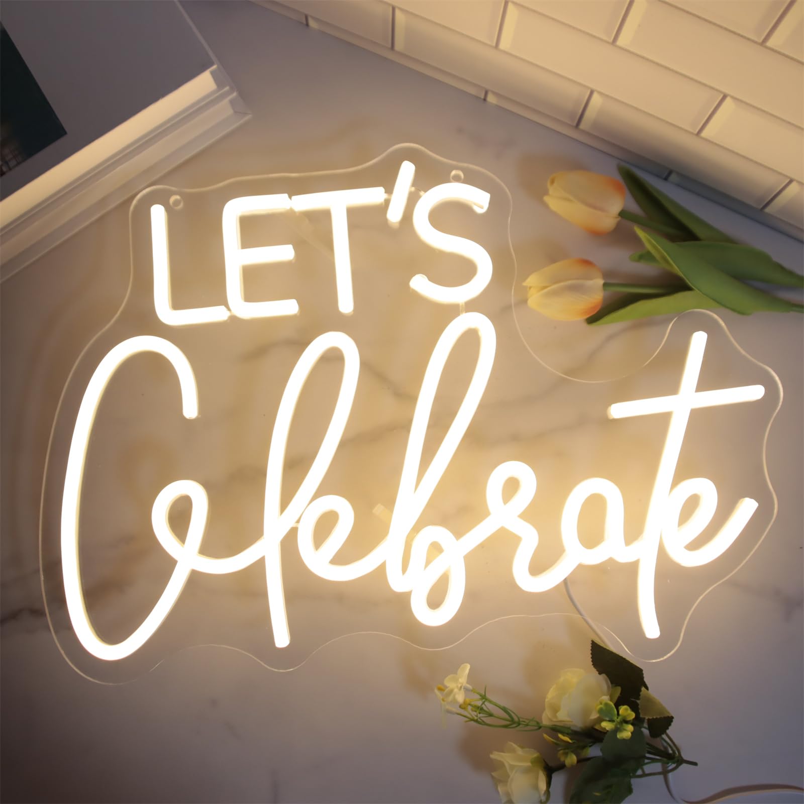 Let's Celebrate neonowy znak Boże Narodzenie przyjęcie neonowe światła wesele neonowy znak LED przyjęcie bożonarodzeniowe bar na zewnątrz ślub dekoracja ścienna lampki nocne dekoracja USB z