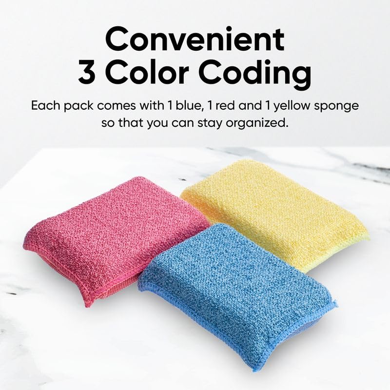 Image of Miracle Microfiber Scrubbing Sponge, Extra Scrubbing Power Kitchen Sponge, Sink, Pot, Pan and Dish Washing, Super Absorbent and Rapid Drying, 9-Pack, by Superio