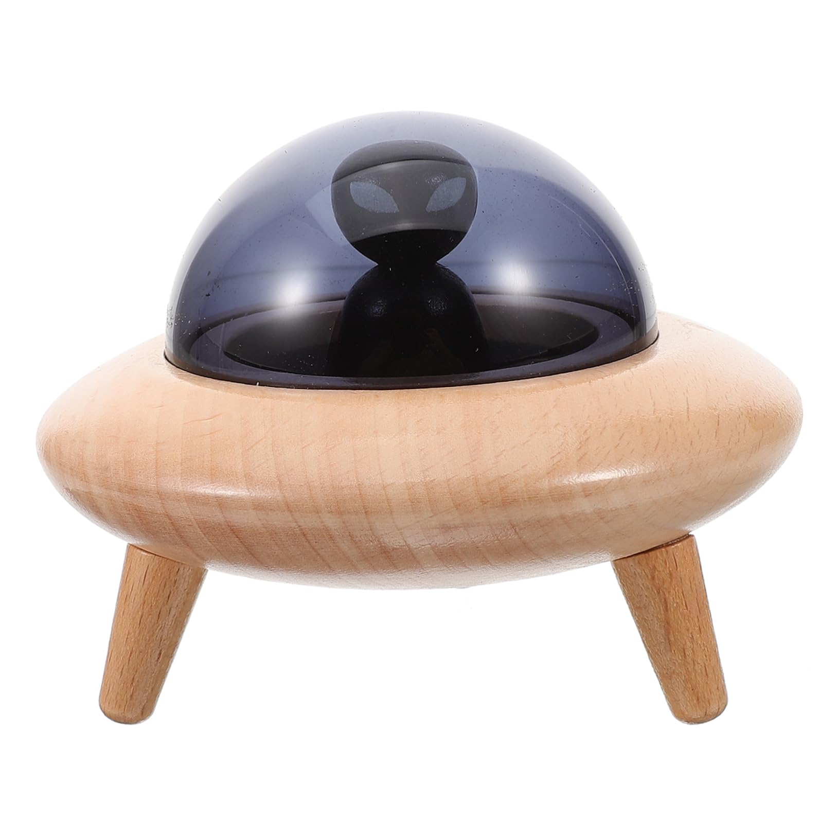 Milisten Caja de Recuerdos de Dientes de Madera Forma de Nave Espacial, Portátil y Resistente, para Niños y Colección de Cabello Fetal