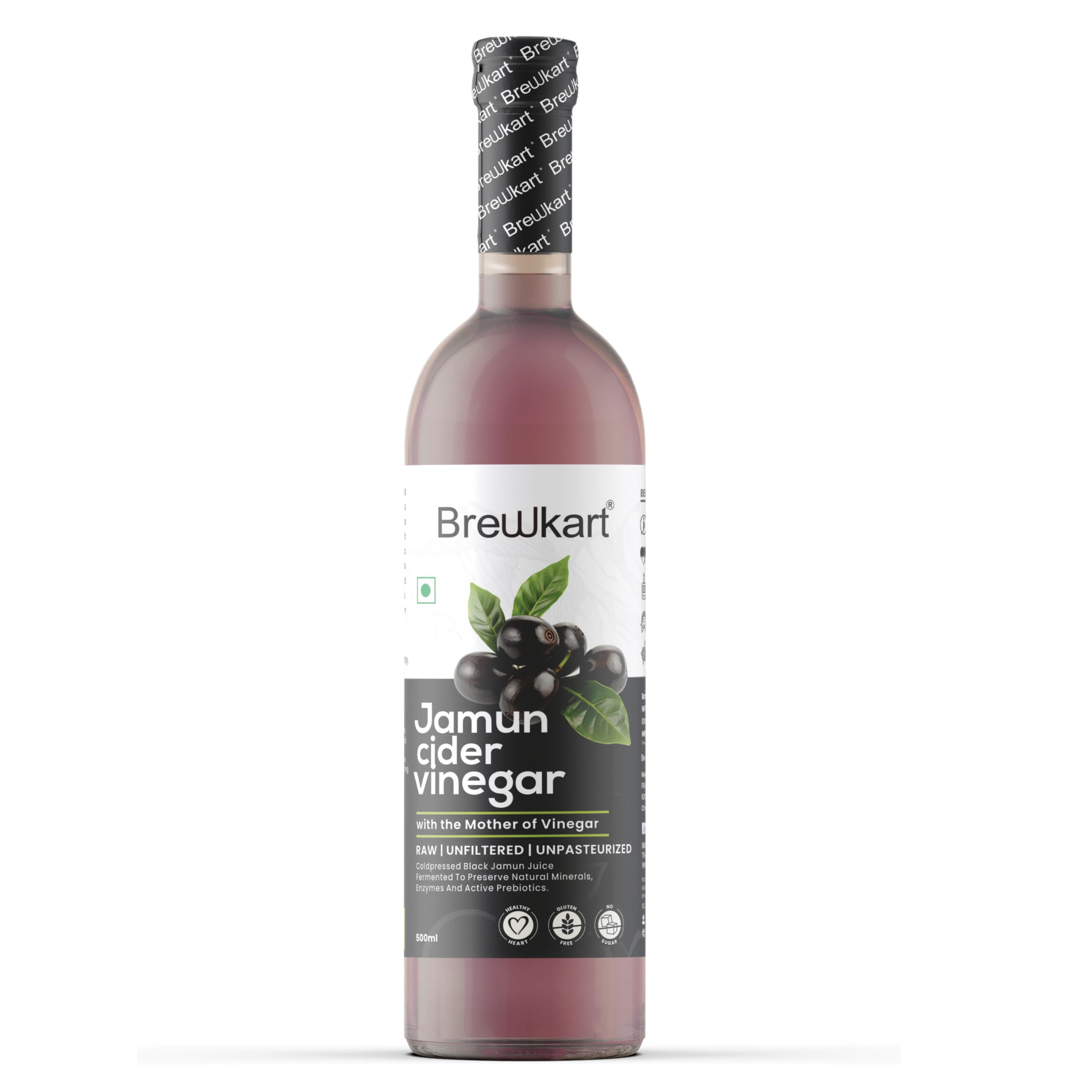 Brewkart Jamun Vinegar with Mother 500ml – Unfiltered and Raw. Ideal for Detox & Wellness