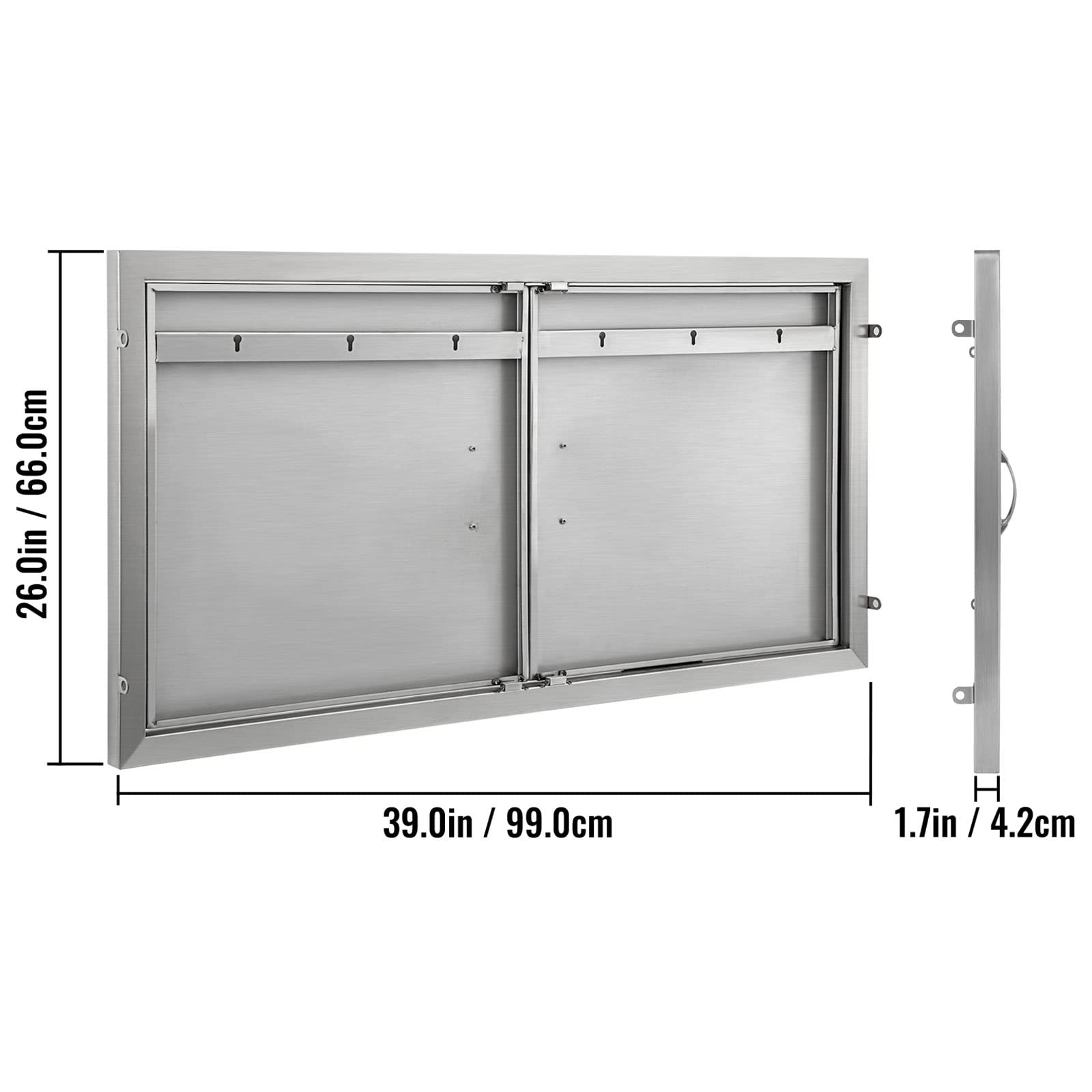 VEVOR Porte da Cucina da Esterno da 39 x 26 Pollici, BBQ Island Door con 2 Porte, Porta in Acciaio Inox Doppia, Le Porte della Cucina per Barbecue alle Condizioni Meteorologiche