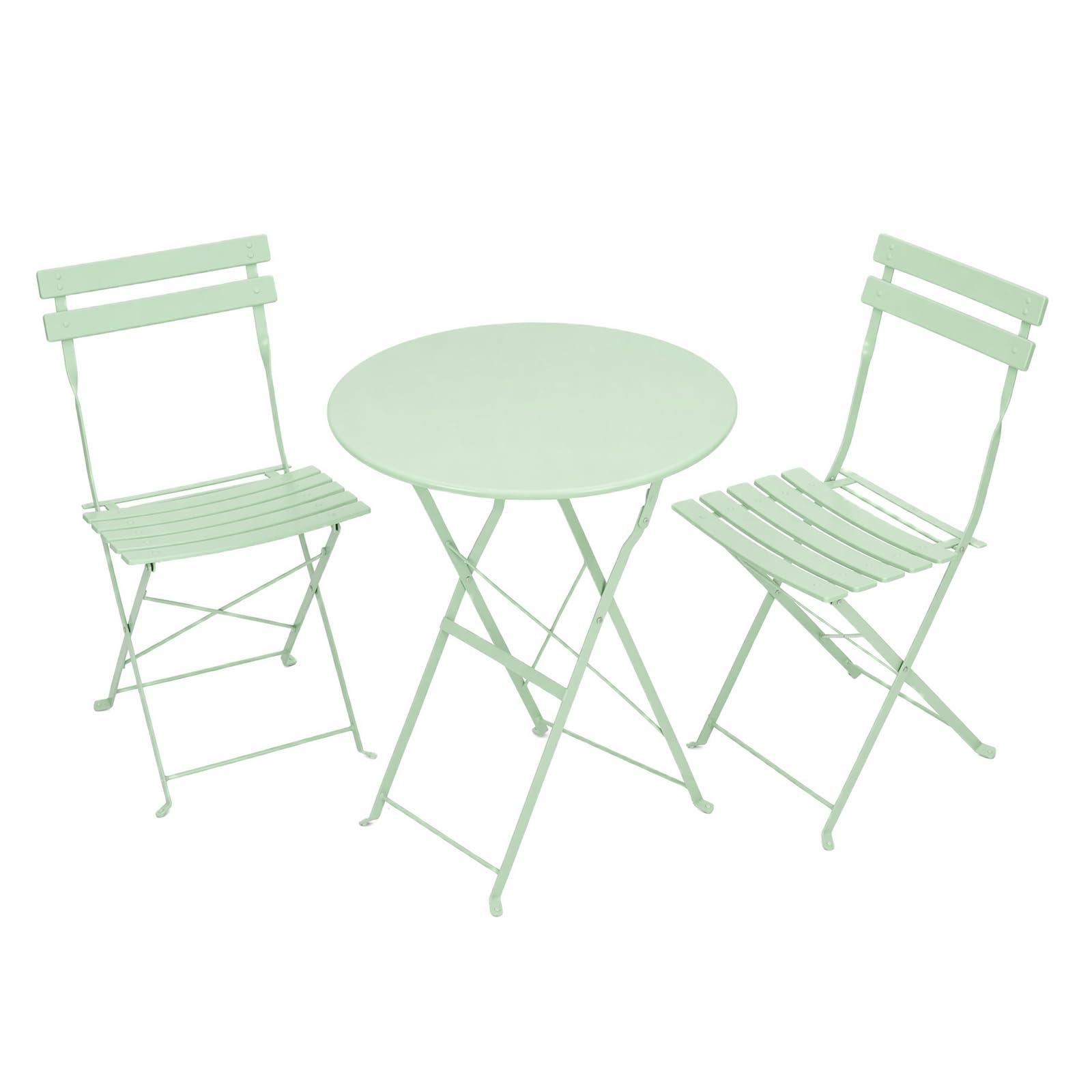 evergoods 3 Piece Folding Bistro Set, Outdoor Garden Furniture Set for 2, Balcony Table and Chairs Set, Space Saving Steel Frame Patio Bistro Set for Balcony, Garden, Yard & Indoor Use (Green)