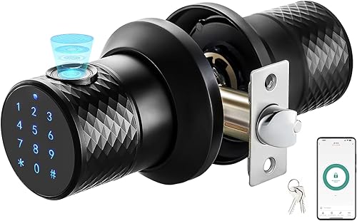 Miniatura 1 de Pomo inteligente de puerta de huellas dactilares con teclado, pantalla táctil sin llave, cerradura digital de puerta de entrada, Bluetooth seguro,