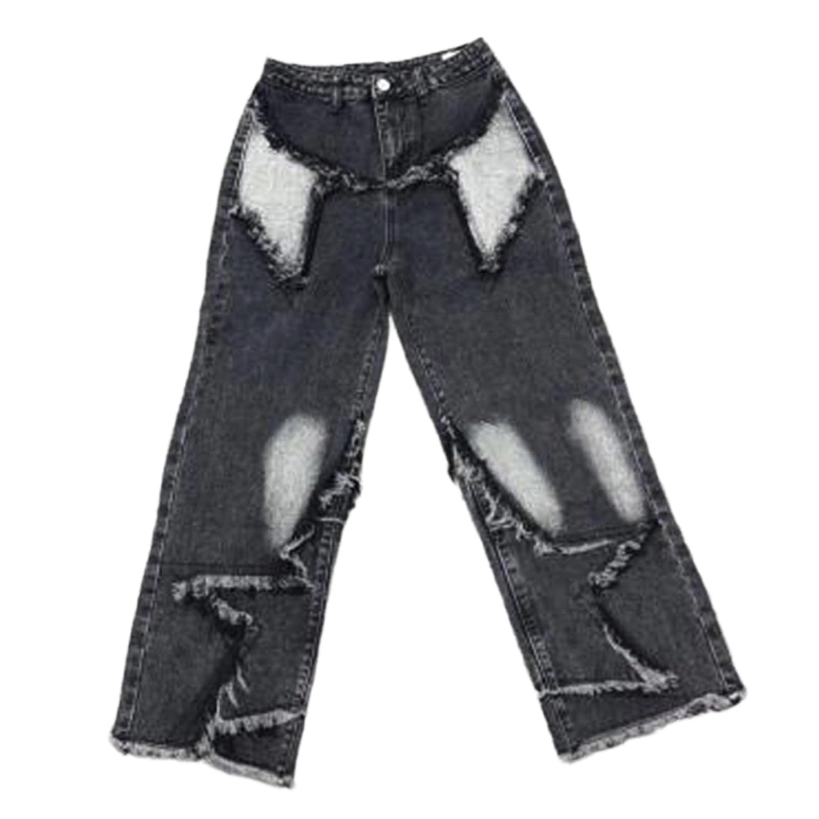 Jeans per Bambini Neri - Pantaloni in Denim a Gamba Larga per Ragazze alla Moda con Design a Stella a Vita Alta Comodi Pantaloni Casual per Ragazze Adolescenti e Ragazzi Pantaloni alla Moda da Strada