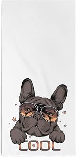 FISNAE Hand Towels French Bulldog in Sunglasses Absorbent Washcloth Patterned Hand Towels Gym Towels 31.5 X 16.3 in for Kitchen Cool Dog Hand Towels for Bathroom, Hotel, Bar,Yoga