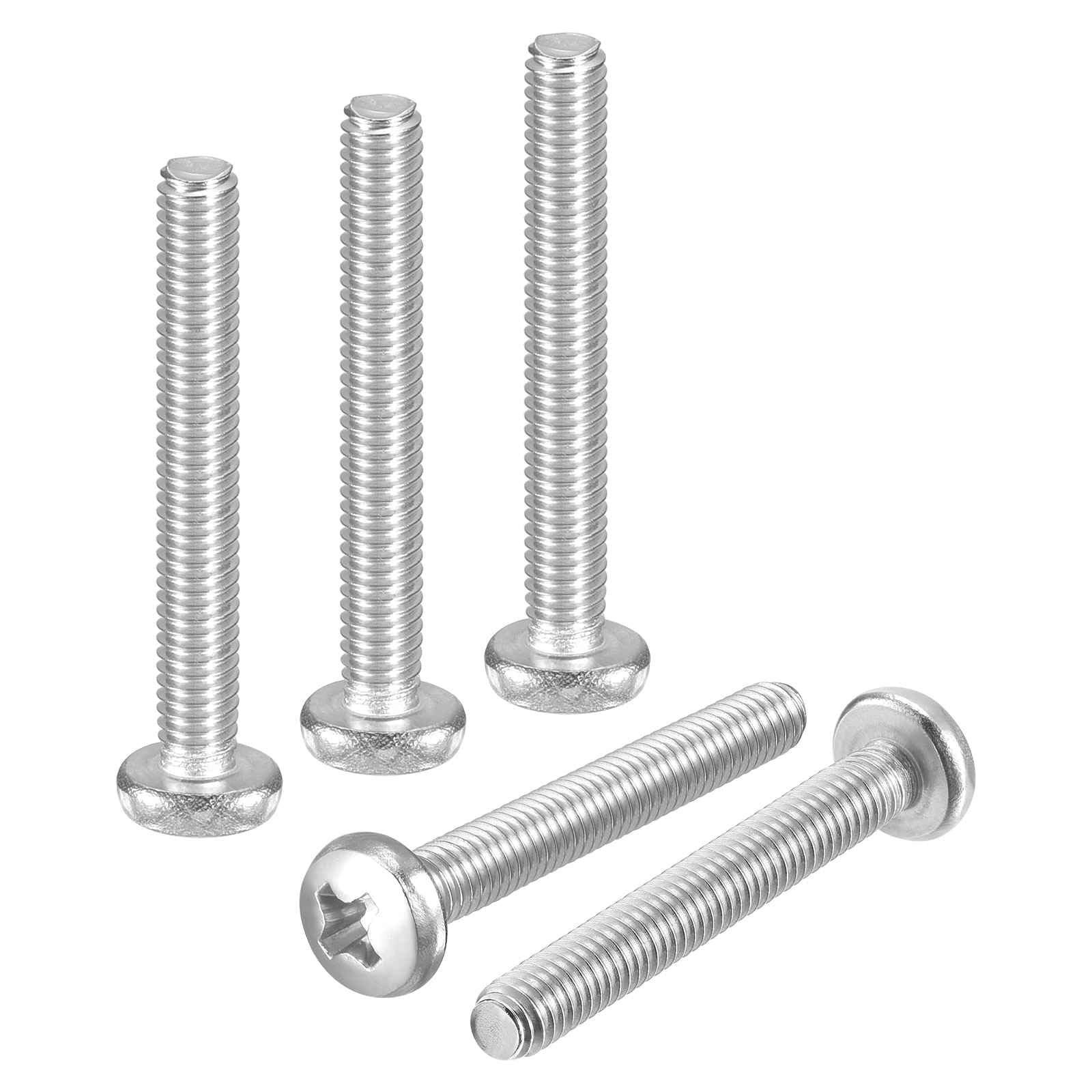 DTGN M4-0.7x30 Pan Head Machine Screws - 60pcs - Good for Machinery - 304 Stainless Steel Phillips Machine Screws Bolts - Silver