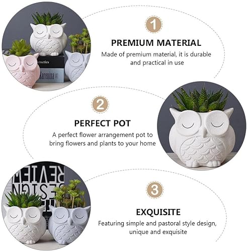 Miniatura 4 de Cabilock Maceta de búho para decoración al aire libre, maceta de cerámica para suculentas, maceta, maceta, maceta, bonsái, macetas, búho, plantas,