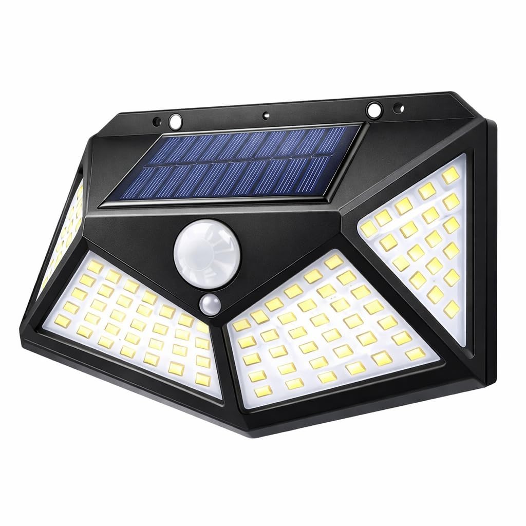 Solar Motion Sensor Light Outdoor | 100 LED Super Bright | IP65 Waterproof | Auto On/Off | Garden Security Wall Light | Rechargeable-image-45