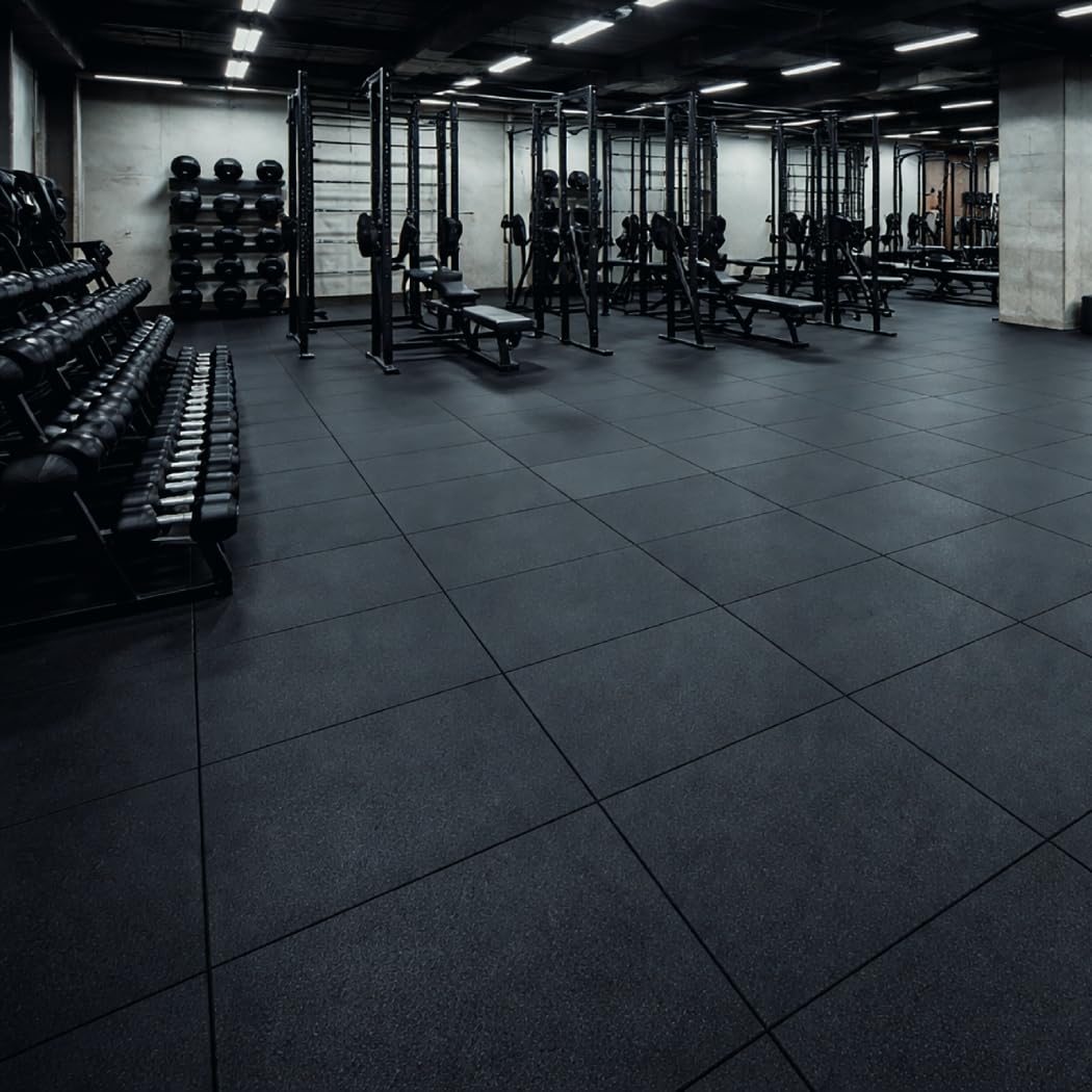 Suelo Gimnasio 1000x1000x40 mm, Losetas de Caucho, Pavimento Deportivo Antideslizante para Pesas, Fitness y Gym (40, 40, Milímetros)