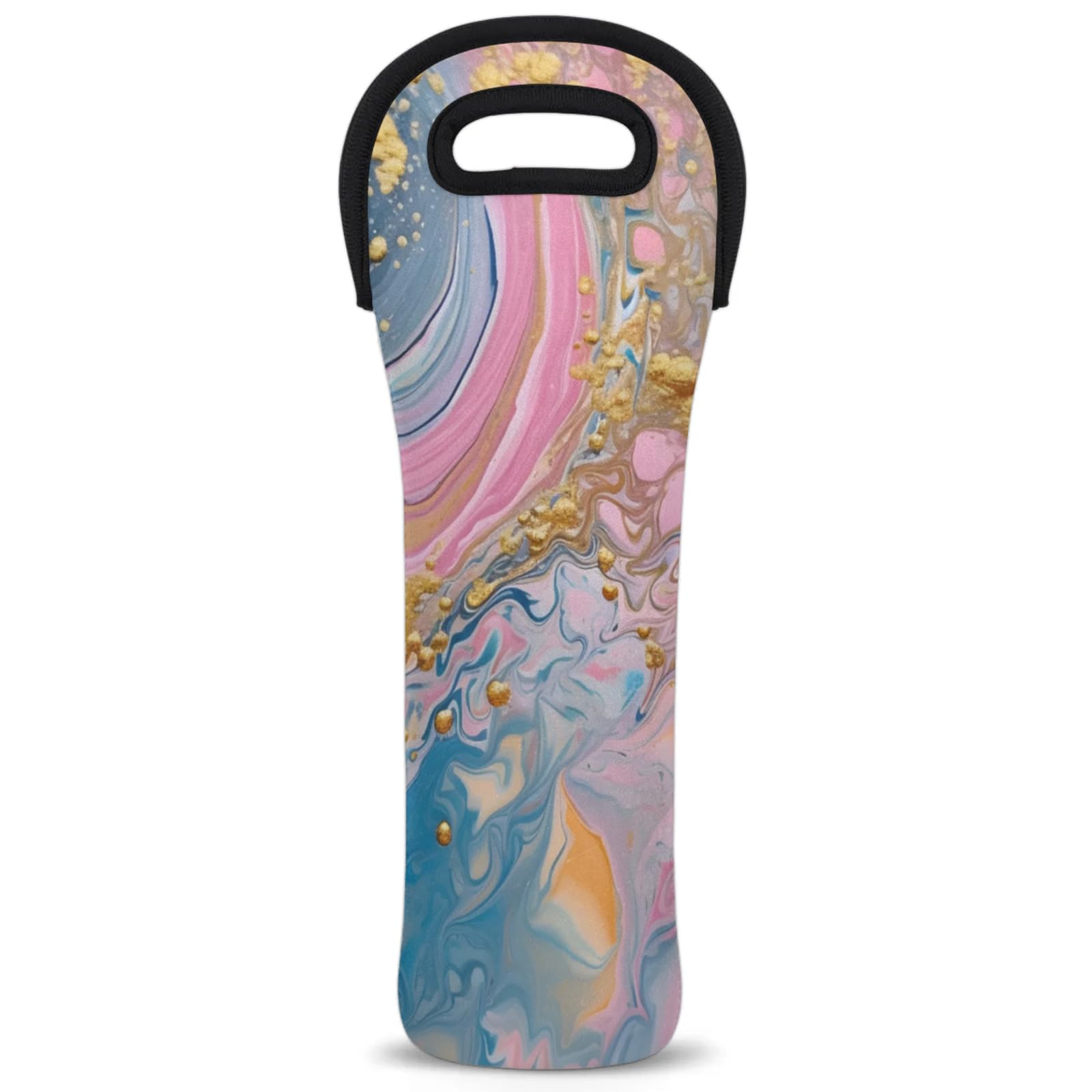 Neoprene Wine Tote Carrier Bag for Wine,Water, Champagne, Beer, Baby Bottles 15.6 x 5.1 Inches, Protective Wine Bag,Fluid Art Painting