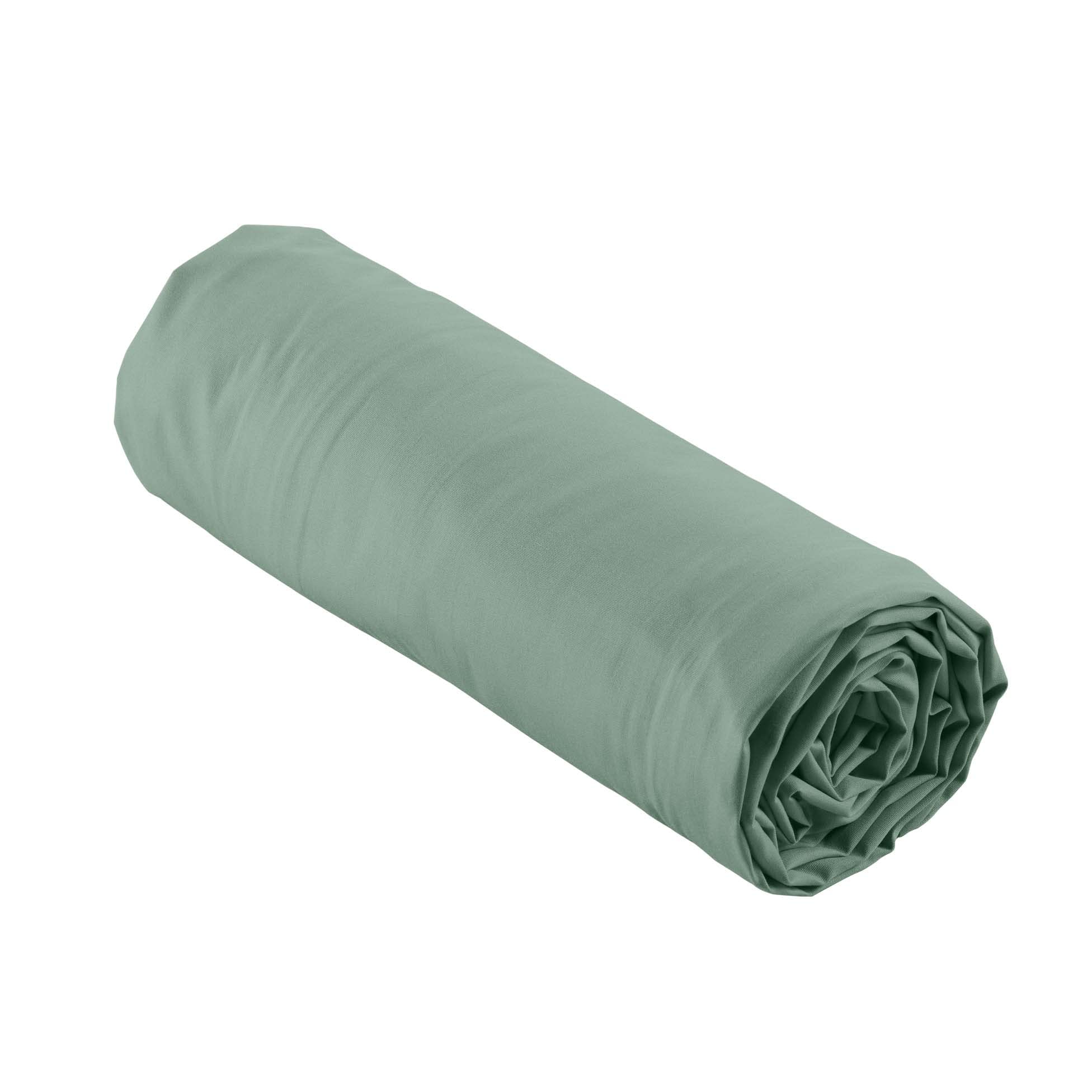 douceur d'intérieur, Percale Cotton Fitted Sheet 140 x 190 cm Lime Green